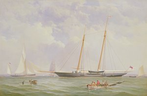 Portrét 110tunové královské jachtové eskadry Škuner „Viking“ z Needles, 1863